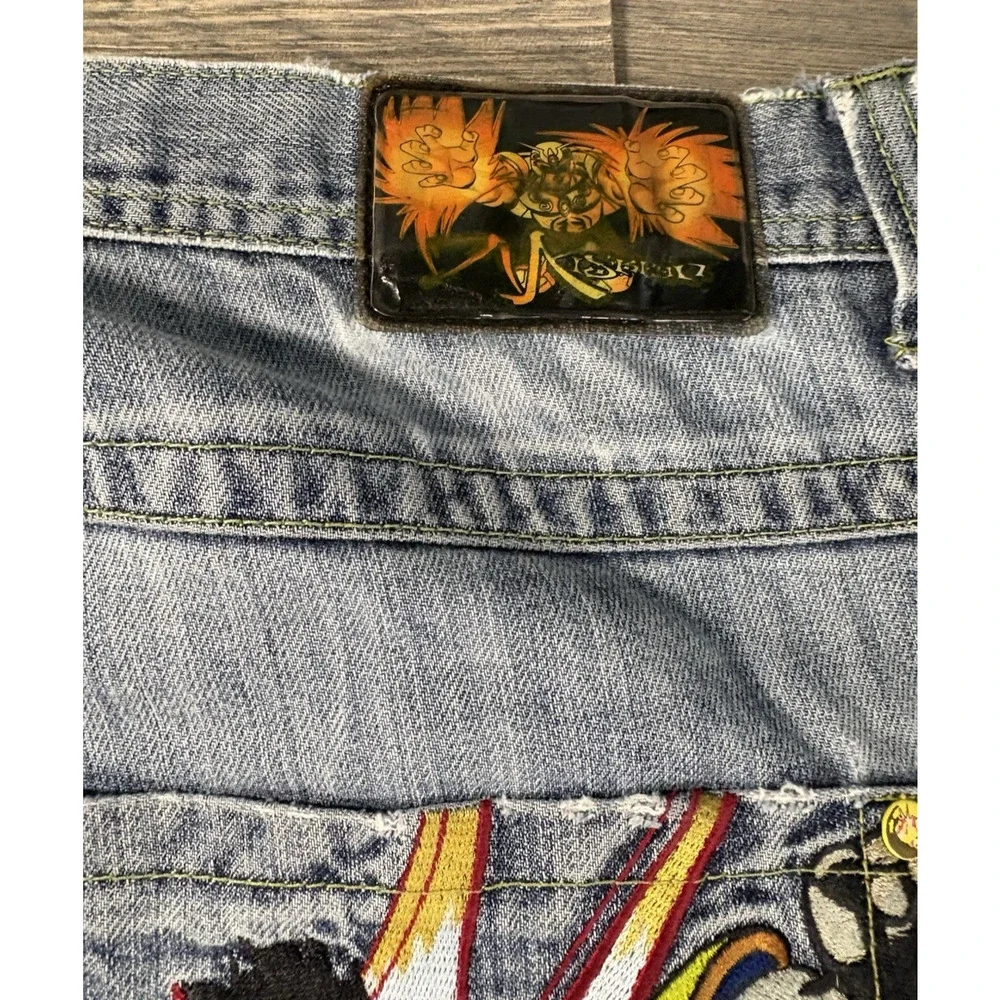 Miskeen Jeans Mens 44 Originals Streetwear Straight Embroidered Patchwork Y2K